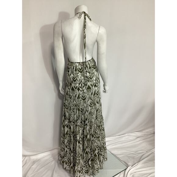 Misa Los Angeles 'Andromeda' Tan Halter Neck Chiffon Dress Size S - Picture 3 of 4